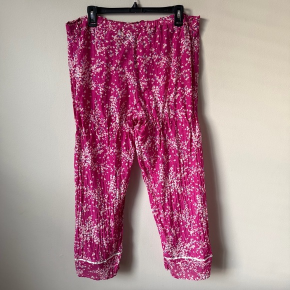 Anthropologie Papinelle Cheri Blossom Full Length Pajama Set Size L Silk Blend - Picture 10 of 16
